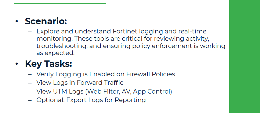 Logging and Monitoring Fortinet
