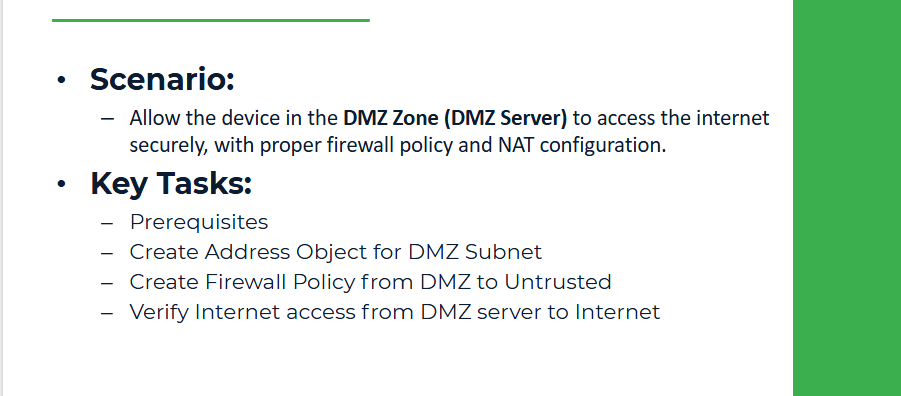 Security Policy and NAT for DMZ