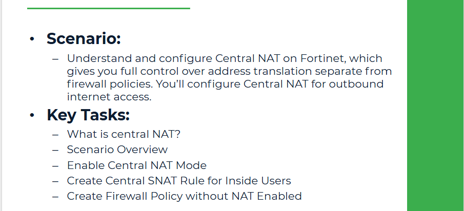 Configuring Central NAT Table