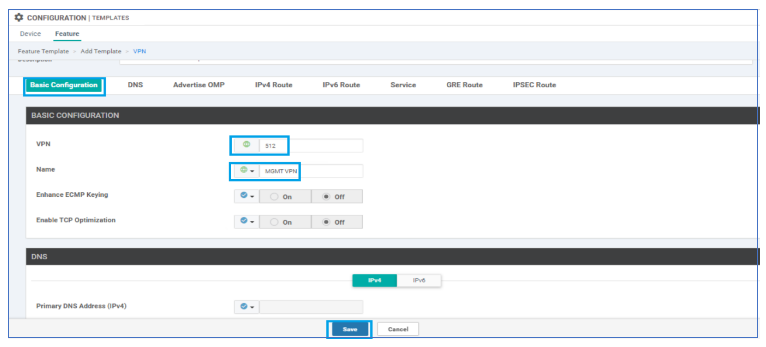 Vpn Number Example Configuring VPN0 & VPN512 Templates for vEdges | SD-WAN Lab